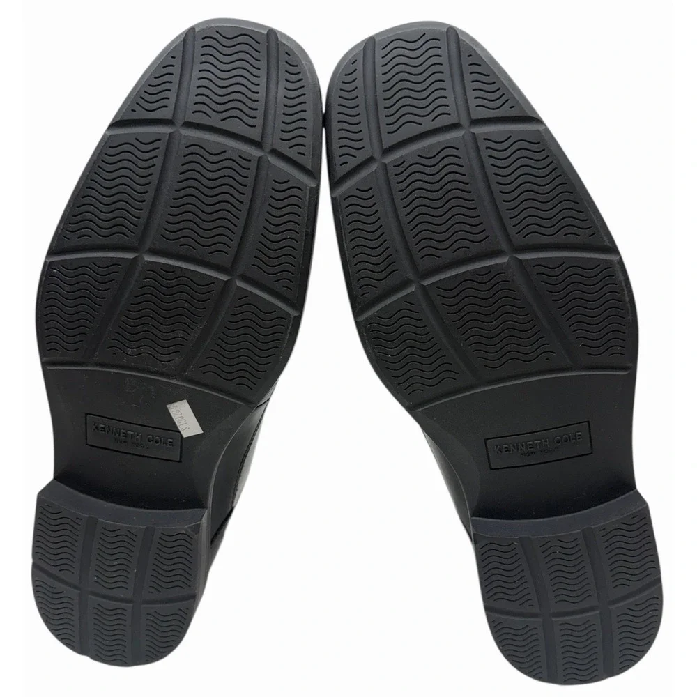 Kenneth Cole  Mens Black Leather Slip On Square Toe Dress Shoes‎ Size 10.5